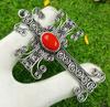 Red Coral Gemstone 925 Sterling Silver Plated Antique Pendant 2.5" Jewelry HCP-H97