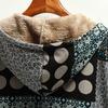 Women Overcoat Keep Warm Hooded Polyester Ethnic Pattern Winter Coat for Daily