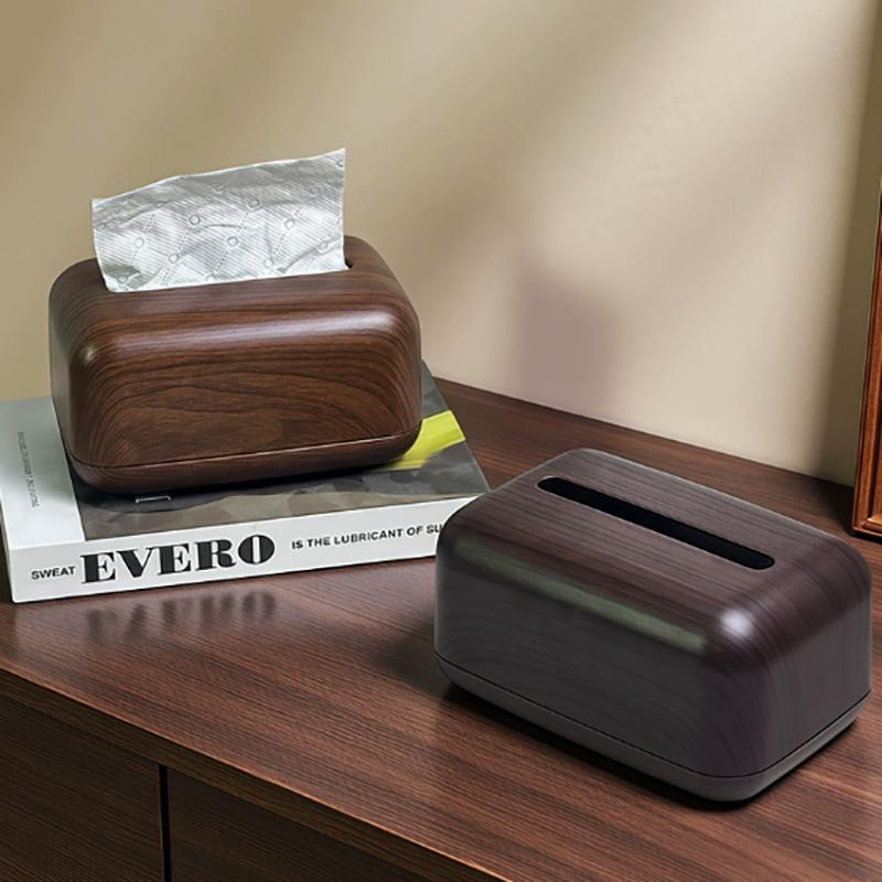 1Pc Retro Imitation Wood Tissue Box Living Room Paper Box Table Desktop Storage Bathroom Home Decoration Tissue Case