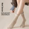 Black Fungus Edge Socks, Women's Solid Color Cotton Mid-calf Socks, Boneless Pile Socks for All Four Seasons, Rolled-up Postpartum Socks, Long Socks