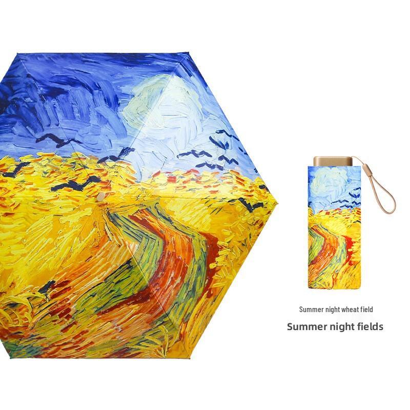 Nanqiao Creative Oil Painting Compact UV Umbrella