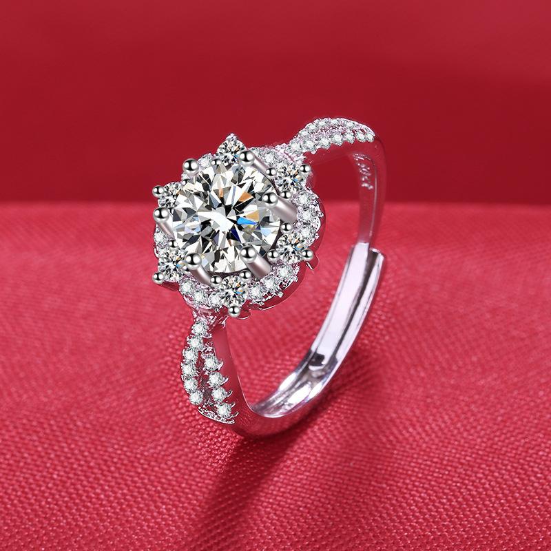 925 Silver Ring Heart AAA Zircon Open Adjustable Engagement For Women Wedding Fashion Jewelry Party Gifts