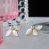 Yhpup Fashion Natural Shell Flower Stud Earrings Statement Simulated Pearls Small Chic Jewelry for Women Aros Mujer Oreja Gift