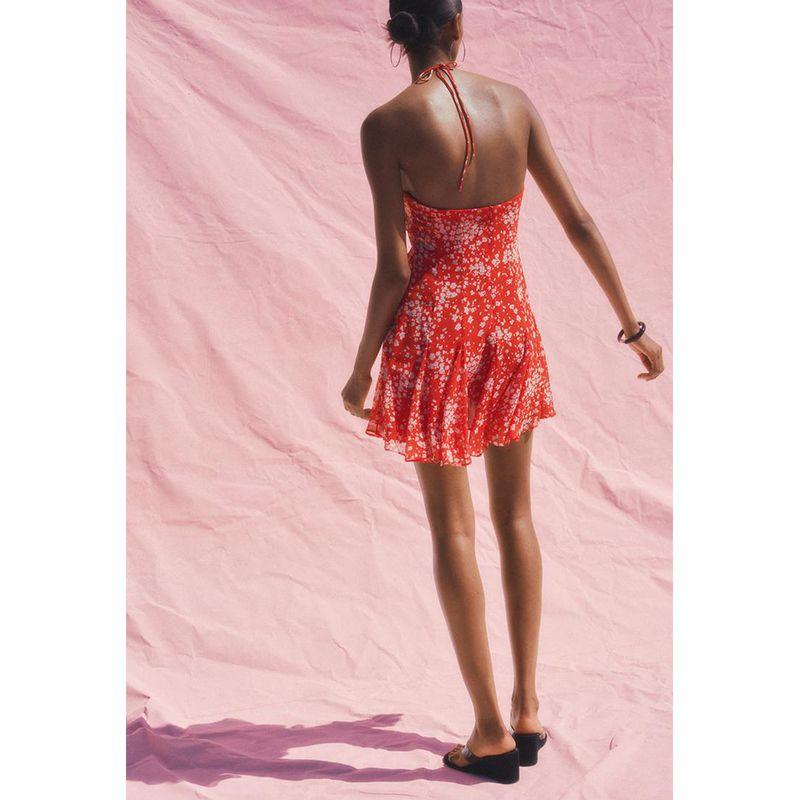 Summer New Product Women's Clothes Sexy Style Straight Collar Sleeveless Wavy Style Wide Hem Print Dress 3155312