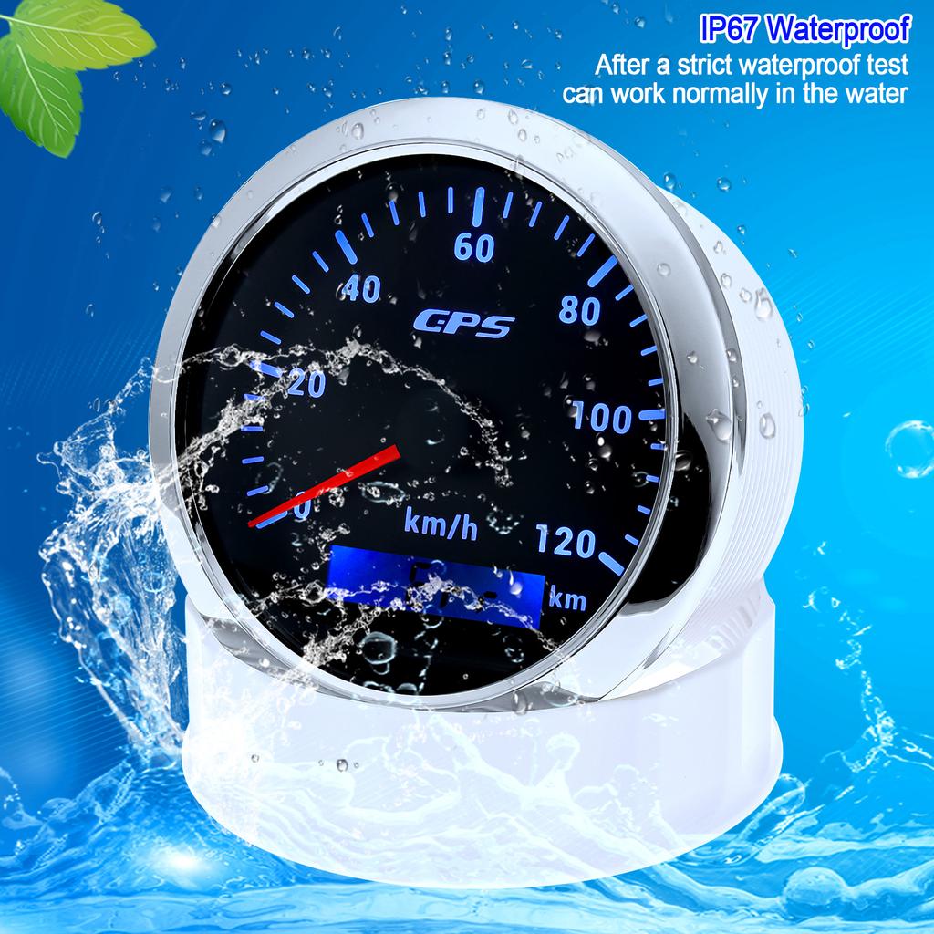 60KMH 85mm GPS Speedometer Gauge+Antenna 7 Color Backlight 120KMH Odometer 0~200KMH Speed Meter for Car Boat Yacht 12V24V Custom