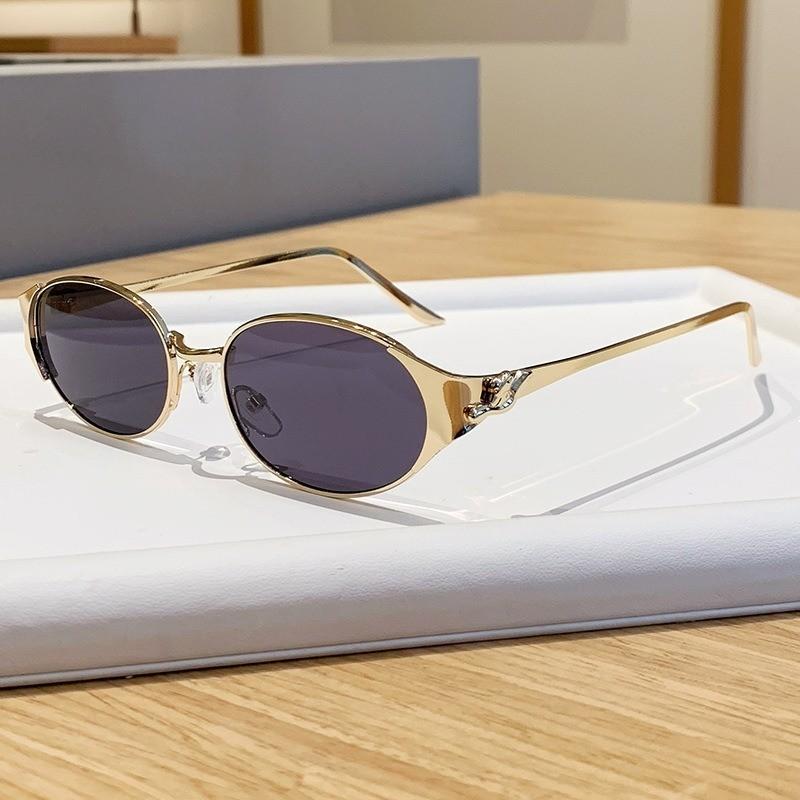 Y2k Style Metal Oval Sunglasses For Outdoor Travel And Uv Protection