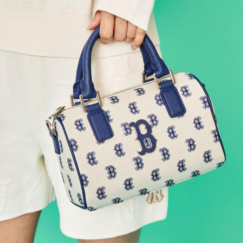 MLB Polyester Letter Bag, Portable Crossbody Bag, Shoulder Bag Women's Blue Gray Casual 3ABWS013N-43BGL