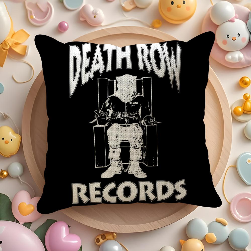 D-Death Row Records Cushion Cover Linen Organic Fabric Double-Sided Printing Breathable Pillow Case Sofa Home Decor Gift
