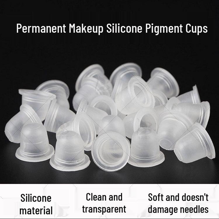 

Силиконовый колпачок для пигмента для тату, мягкий и удобный для иглы, полуперманентный держатель в виде кольца. Small Transparent Silicone Pigment Cup 100pcs/pack
