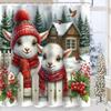 Christmas Festival decorations Snowman Pattern Bathroom Shower Curtain With 12  Hooks Home bathroom decor and accessories