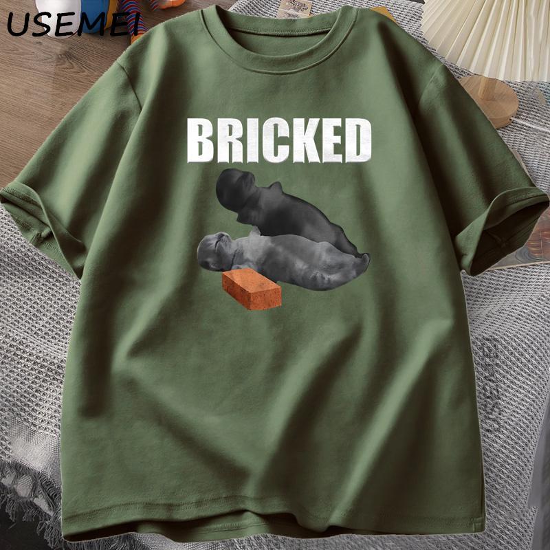 Bricked Funny Cat Knocked Out Tshirt Cat Meme T Shirt Silly Cats Tshirt Summer Unisexs ShortSleeved Cotton Casual TShirt
