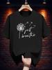 T-shirt with "I Just Breathe" Dandelion Print - Navy Blue Casual Summer Tee
