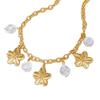 Baroque Faux Pearl Statement Necklace with Vintage Flower Pendant Irregular Natural Pearl Pearl Chain for Women Elegant Alloy Jewelry for Party Daily
