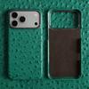 Genuine Ostrich Grain Leather Case for iPhone 17 Pro Max Air 16 Pro 15 14 13 Pro Premium Business Slim Metal Lens Cowhide Full Body Shockproof Cover