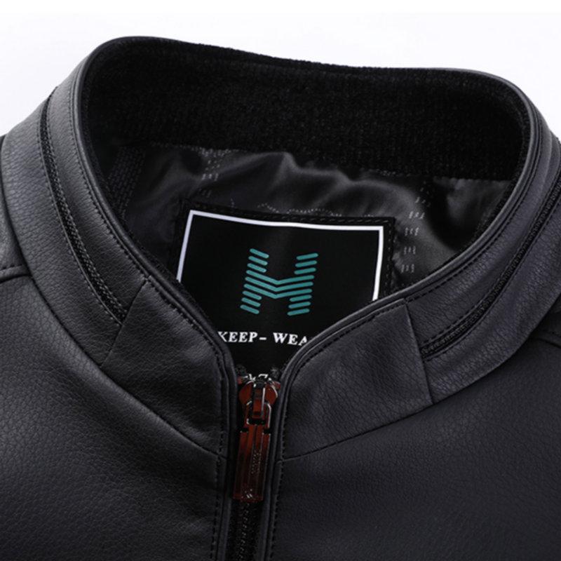 Mens Trend Smart Casual Windproof Faux Leather Jackets Male Bomber Retro Stand Collar Black Slim PU Zip-up Coats Streetwear