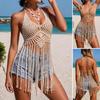 European & American Hand-Crocheted Tassel Bikini Cover-Up Top