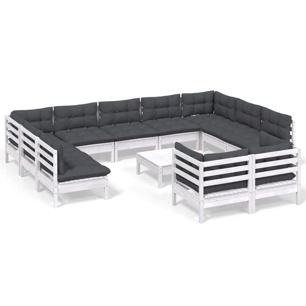 Vidaxl 12-Cz. Garden Lounge Set, With Cushions, White