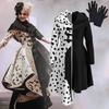 Cruella De Vil Cosplay Kostyme Pige Kjole Halloween Kostymer for Kvinner Vestido Rollelek Klær Party Uniform Drak