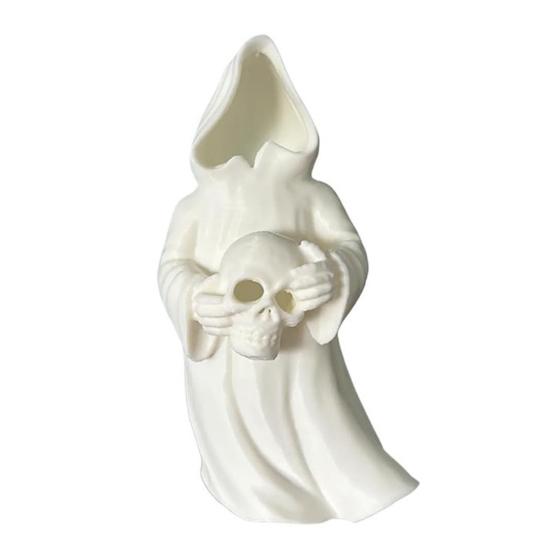 Halloweenská figurka čaroděje-ducha Gotická socha Smrtky s LED světlem Sváteční párty Bez tváře Čaroděj Dekorace Ozdoba