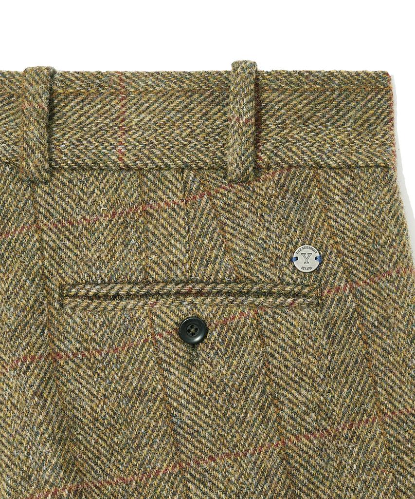 YALE Harris Tweed Pure Wool 1 Tuck Slacks Brown