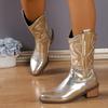 Fashion Western Women's Boots 2025 Spring and Autumn Fashionable Tight High Heel Cowboy Boots Retro Western Cowboy High Heel Boots
