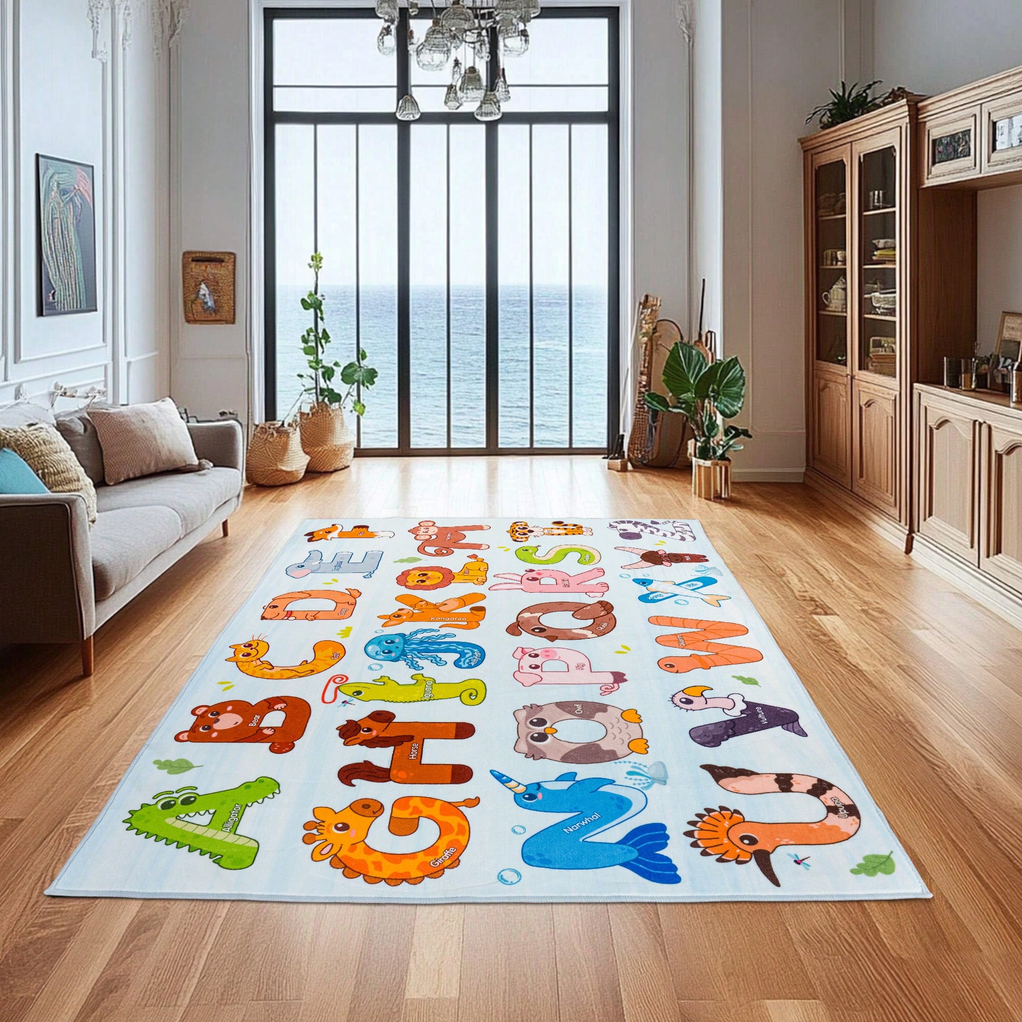 

Kids ABC Alphabet Animal Educational Carpet Mat Rug Non-Slip Play Home Decor for Kids Bedroom Playroom Nursery Kindergarten 40X60CM