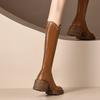 Modische vielseitige High-Top-Stiefel mit dicker Sohle und dickem Absatz für Damen, Modell 2024 mit Reißverschluss hinten, hochhackige Reiterstiefel