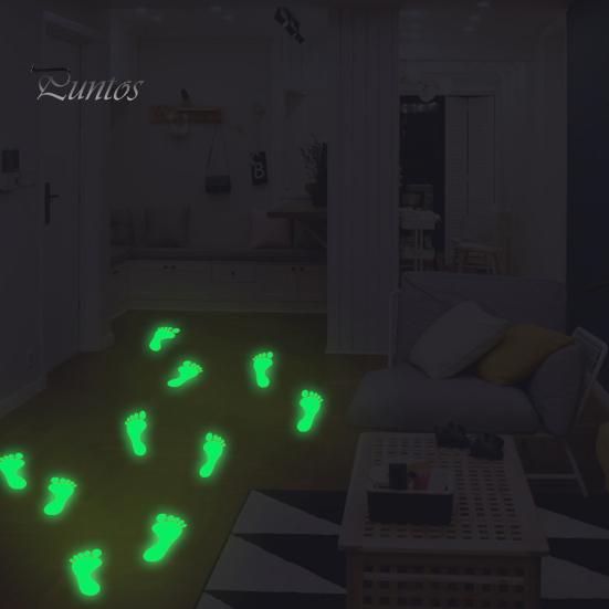 PVC Footprint Sticker 2 Sheets/Set Halloween Glow in The Dark Waterproof Removable Stickers Living Room Bedroom Office Wall Art Floor Festival
