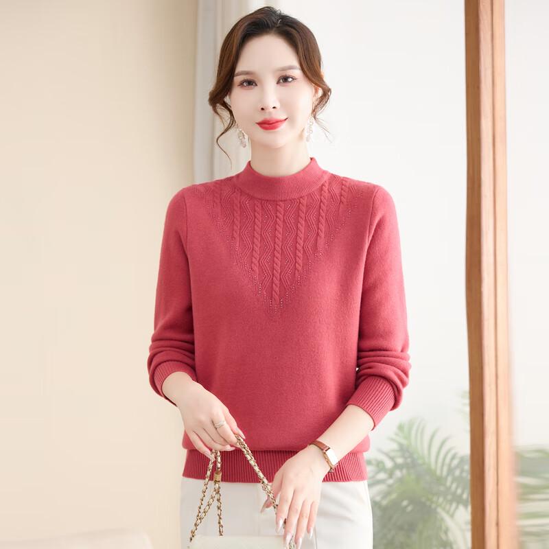 Xiaofu Women's Thickened Half-High Collar Cashmere Blend Sweater