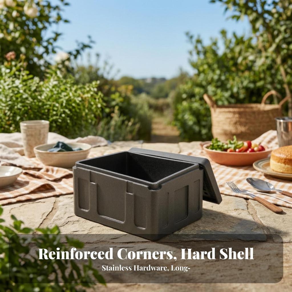Large Capacity Insulated Food Box Portable with Hinged Lid