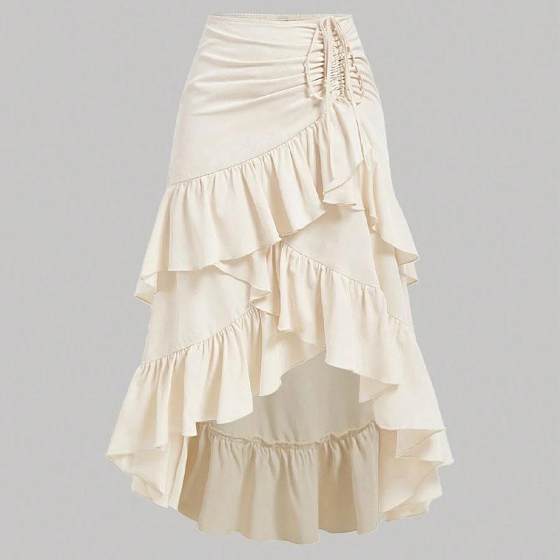 Womens Maxi Skirt Drawstring High Waisted Summer Long Skirts Lightweight Tiered Flowy Floral Pleated Skirts