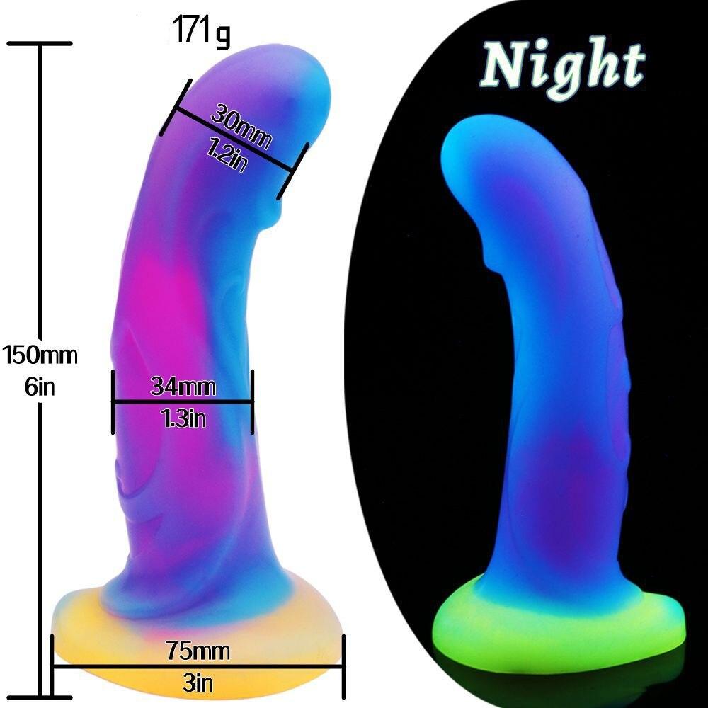 Luminous Anal Plug Mixed Colors Dildo Female Masturbator Adult Sex Toys Realistic Penis Silicone Dick BDSM
