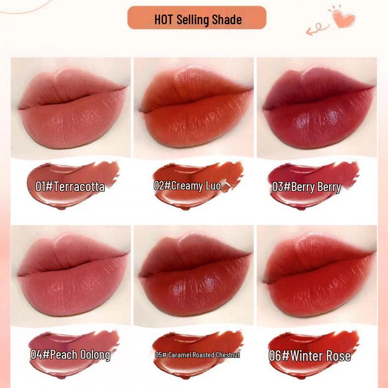 BOB Long-lasting Matte Velvet Lipstick: Moisturizing, High Pigment, Brightens Yellow Skin.