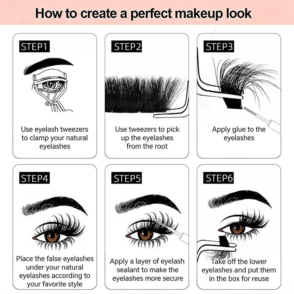 10-24mm Gemischte Länge Wimpernbüschel D-Schwung Augen Make-up Werkzeuge Falsche Wimpern Make-up Verbesserung