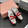Fashion 2025Designer Silvery Butterfly-knot Women Flats Shoes Square Toe Eelgant Soft Sole  Jane Shoes