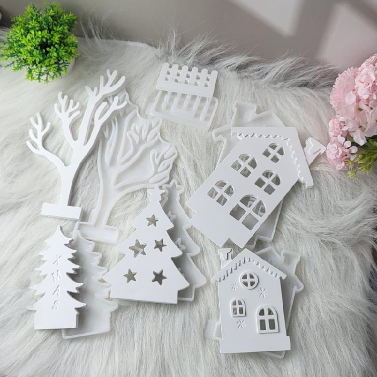 Christmas Theme Silicone Molds for Plaster Decorations Art Craft, Candle Holder Silicones Molds for Home Decoration