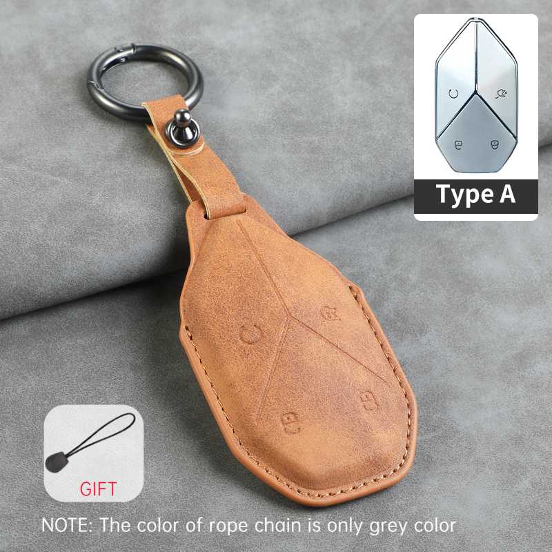 Car Key Case Cover For Byd Formula Leopard 5 Fangchengbao 5   Leather Keychain 3 Buttons Keyless Holder Accessories