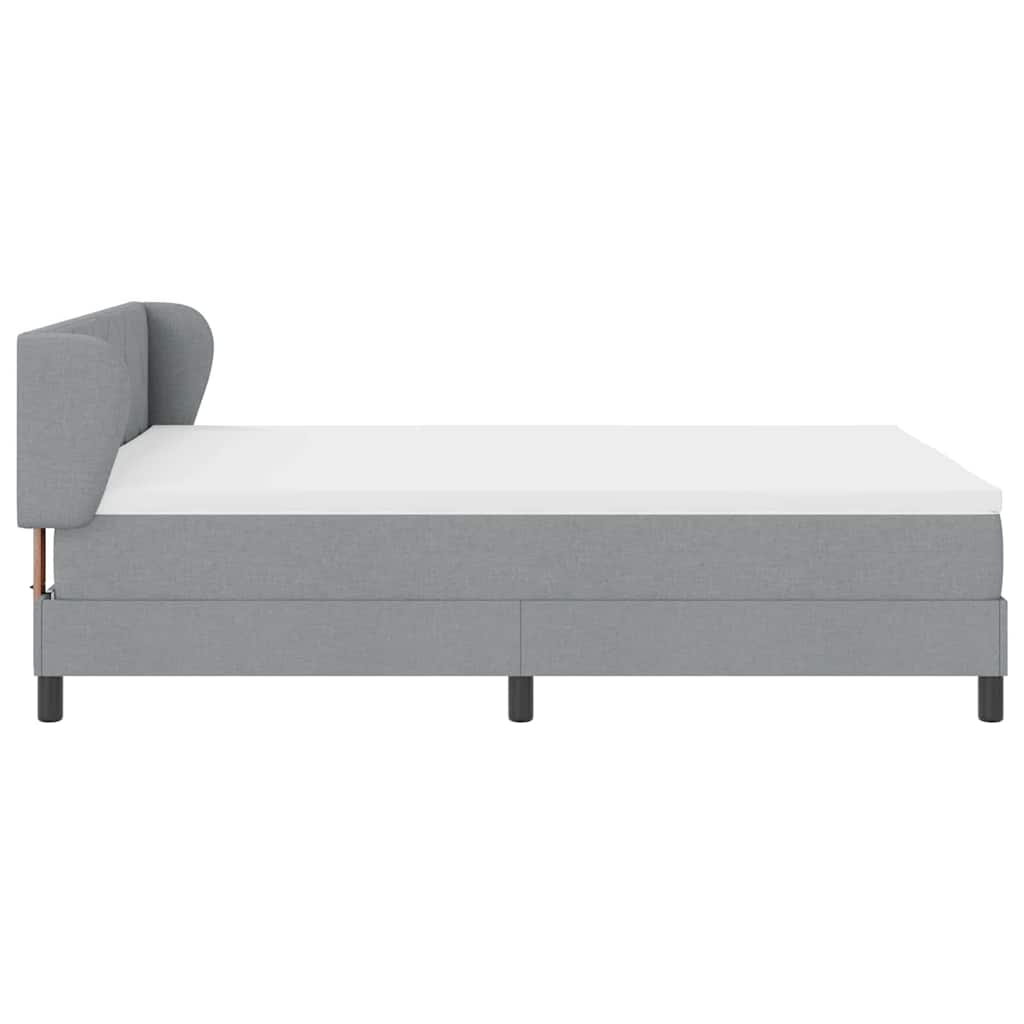 Box Spring Bed with Headboard Light Gray 140 X 200 Cm Fabric