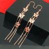 Exquisite Russian 585 Purple Gold Temperament Snake Bone Fringed Butterfly Earrings Rose Gold Color Gold Versatile Earrings