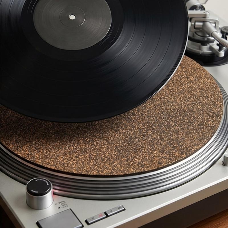Cork & Rubber Turntable Platter Mat Reduces Noise & Sounds Vinyls Record Pad Turntable Phonograph Accessories Record Play