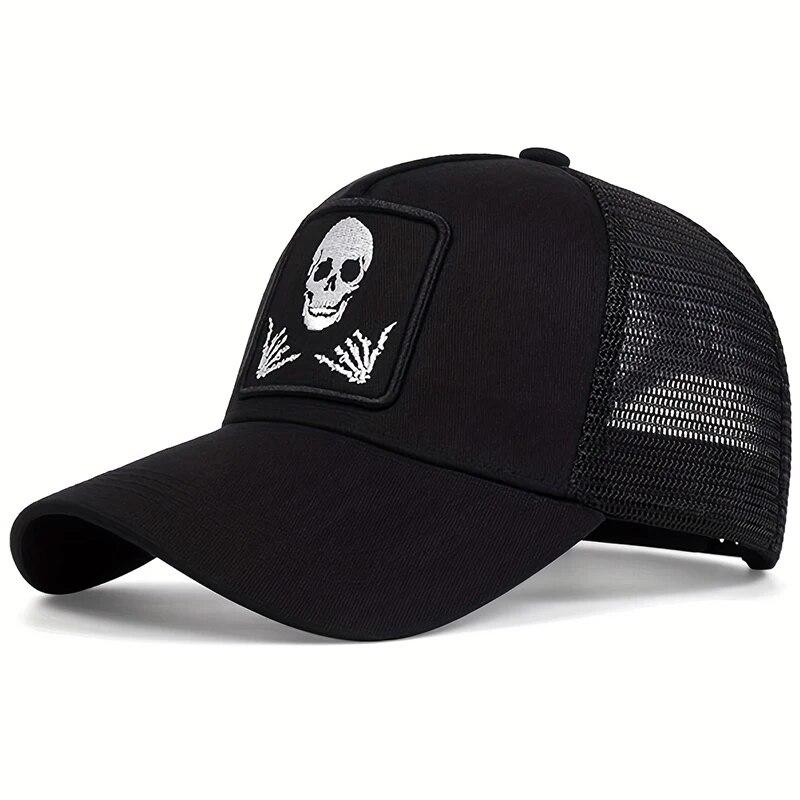 Unisex Skull Finger 666 Embroidery Baseball Net Caps Spring And Summer Outdoor Adjustable Casual Hats Sunscreen Hat