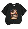 Kids Boys Girls 100% Cotton Crew Neck Short Sleeve T-Shirt, Cool Anime Basketball Character Print Casual Tees for Children Sporty Streetwear Soft Brea