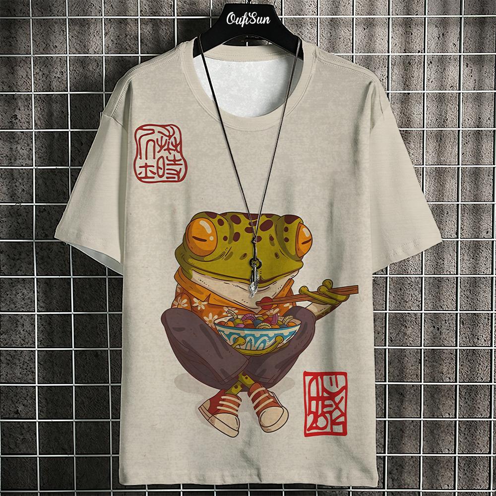 3d Ukiyo-E Animal Print Men's T-Shirt Summer Casual Oversized Short Sleeve T Shirt For Men Fashion Man Clothing 2024 Vintage Tee
