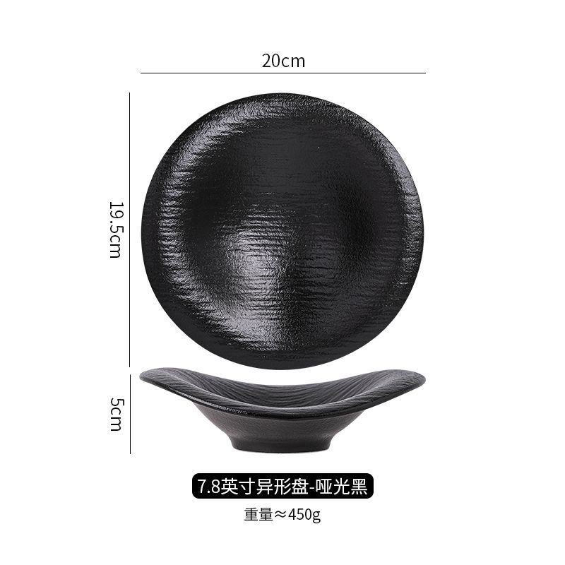 

Modern Ceramic Dessert and Salad Bowls Uniquely Shaped Dinnerware Hotel Restaurant Tableware Irregular Black White Dinner Plates