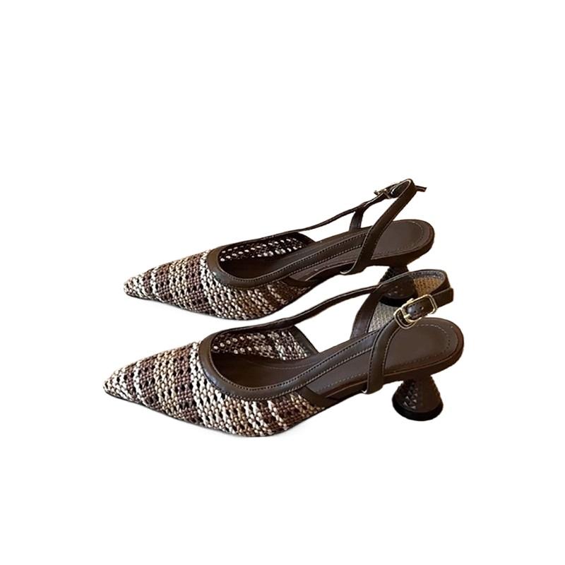 Fashion 2025 Hot Sale Ladies Shoes Buckle Strap Women's High Heels Fashion Color Matching Dress Summer Best Seller Closed Toe Sandals