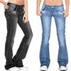 Women Bootcut Jeans Stretch Denim Pants Casual Vintage Low Waist Flared Trousers