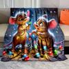 1PC Cute Mice with Tangled Lights Pattern Blanket Flannel Material Soft Warm for All Seasons, Home Outdoor Camping Picnics RV