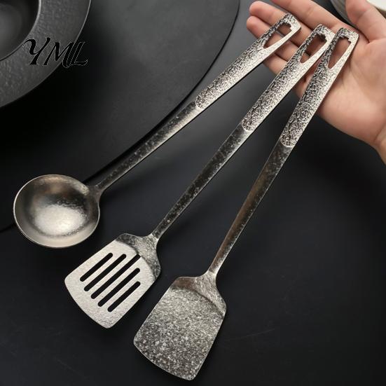 Safe Kitchen Cooking Tool Pure Titanium Frying Spatula/Leak Spatula/Soup Spoon, Non-stick Lightweight Heat Resistant Kitchenware Utensil, Portable