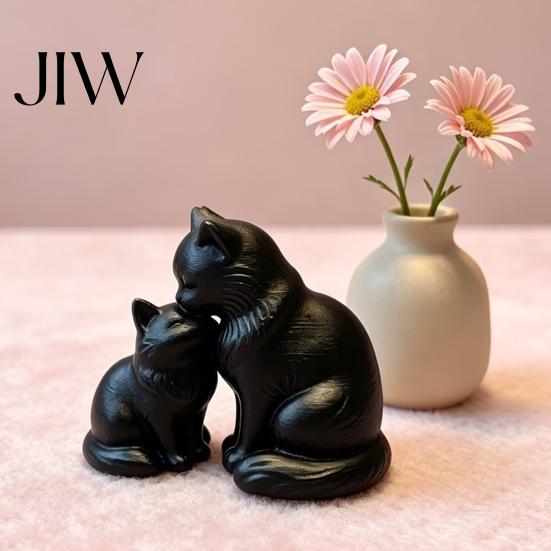 Couple Anniversary Keepsake 3D Printed Cat Figurine, Cute Mother And Baby Kitten Statue, Housewarming Gift for Friends Minimalist Animal Ornament