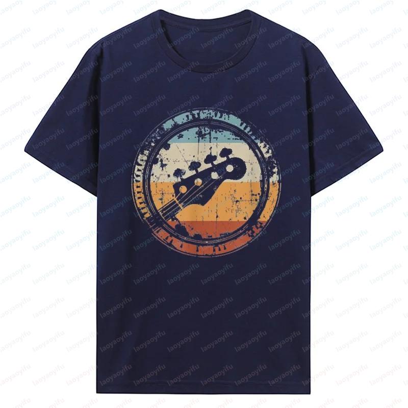 Vintage Bass Graphic Streetwear Cotton Birthday Gifts Summer Tshirt Guitar Headstock for Bassist and Bass Player Oneck T Shirt